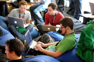 Group working on computers