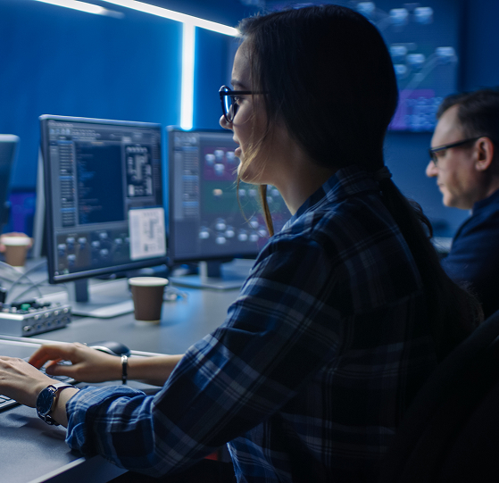 Woman looking at monitor
