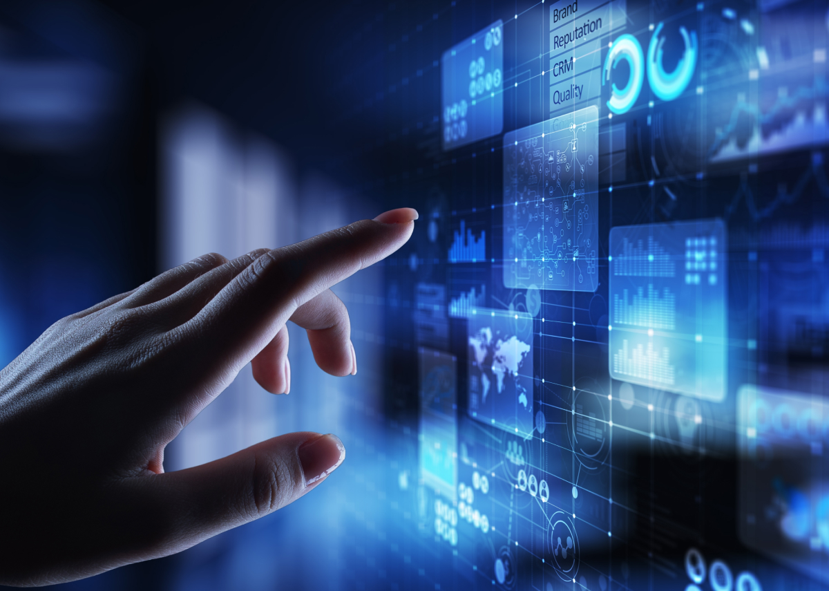 Finger pointing to monitor
